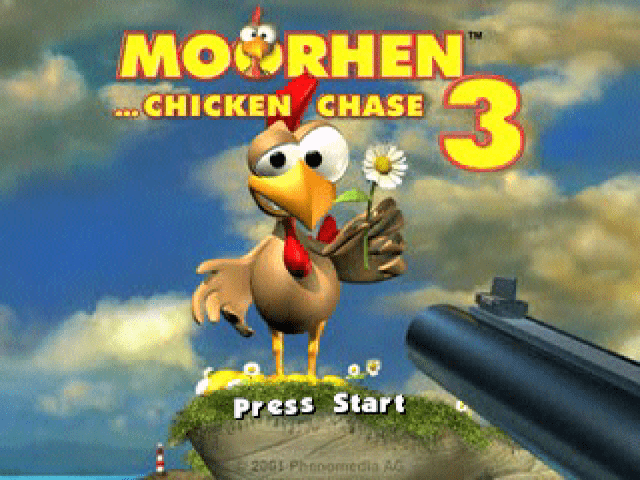 Moorhen 3 Chicken Chase title screen for Playstation
